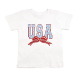 Sweet Wink USA Stars and Bow Patch Short Sleeve T-Shirt - White