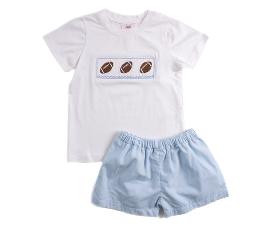Shop Teeta Blue Gingham Football Short Set