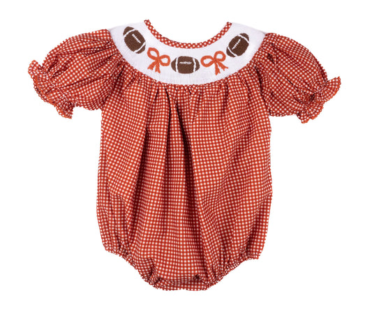 Shop Teeta Burnt Orange Gingham Football Hallie Bubble