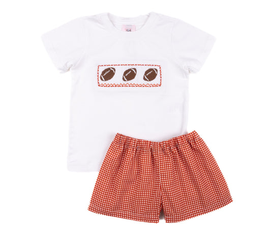 Burnt Orange Gingham Football Short Set