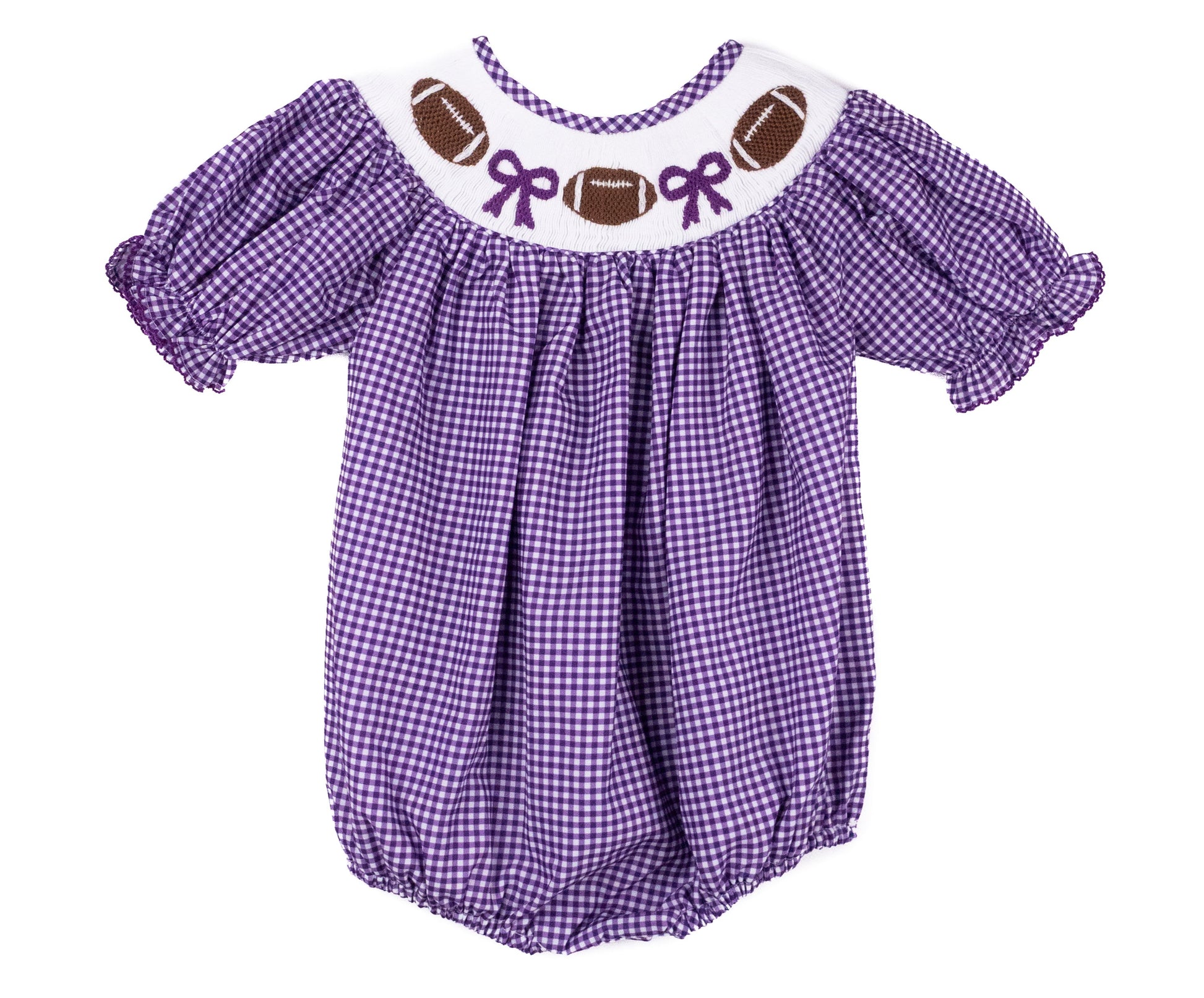 Shop Teeta Purple Gingham Football Hallie Bubble