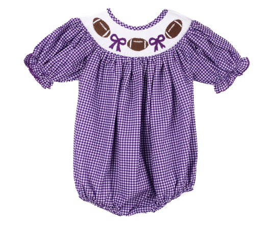 Shop Teeta Purple Gingham Football Hallie Bubble