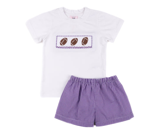 Shop Teeta Purple Gingham Football Short Set