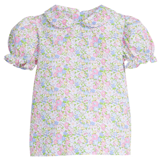 Little English Short Sleeve Peter Pan Blouse- Cheekwood Floral