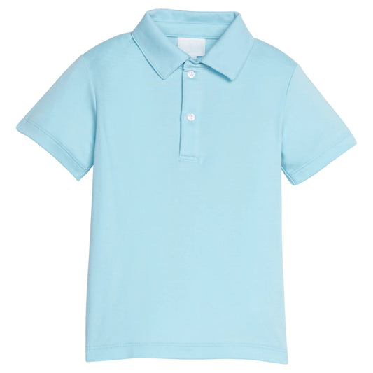Little English Short Sleeve Solid Polo - Sky