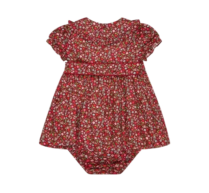 La Coqueta Burgundy Floral Silvana Baby Girl Hand-Smocked Set
