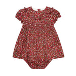 La Coqueta Burgundy Floral Silvana Baby Girl Hand-Smocked Set