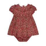 La Coqueta Burgundy Floral Silvana Baby Girl Hand-Smocked Set