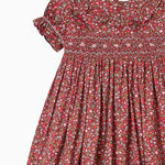 La Coqueta Burgundy Floral Silvana Girl Hand-Smocked Dress