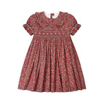 La Coqueta Burgundy Floral Silvana Girl Hand-Smocked Dress