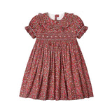 La Coqueta Burgundy Floral Silvana Girl Hand-Smocked Dress