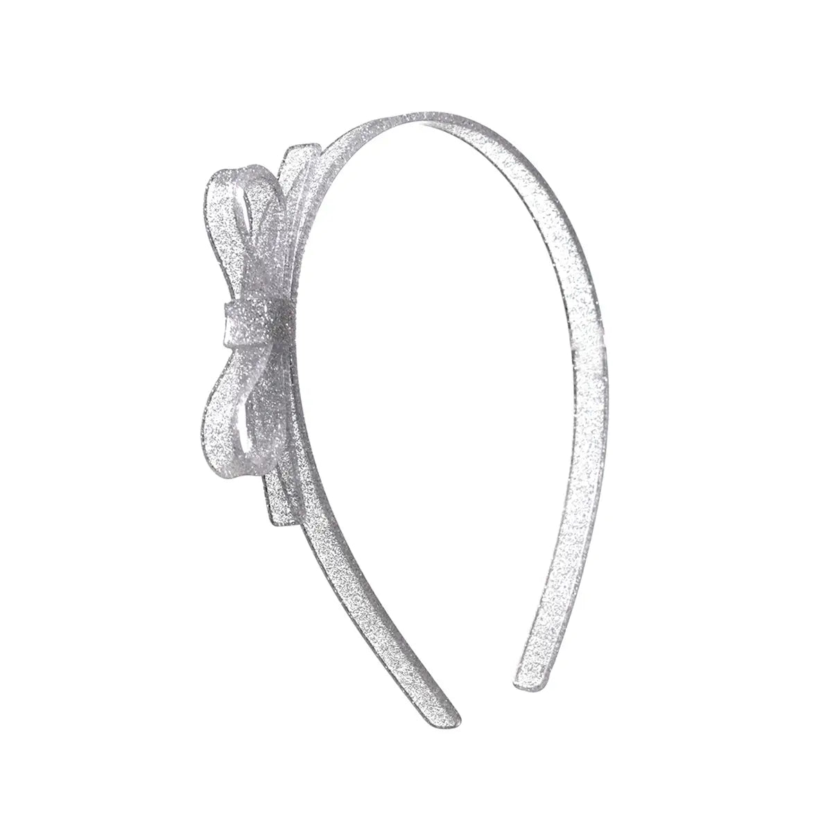 Lilies & Roses Silver Glitter Thin Bow Headband