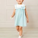 Linen Blend Trapeze Dress in Green