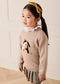 Horse Embroidered Button Detail Jumper in Beige