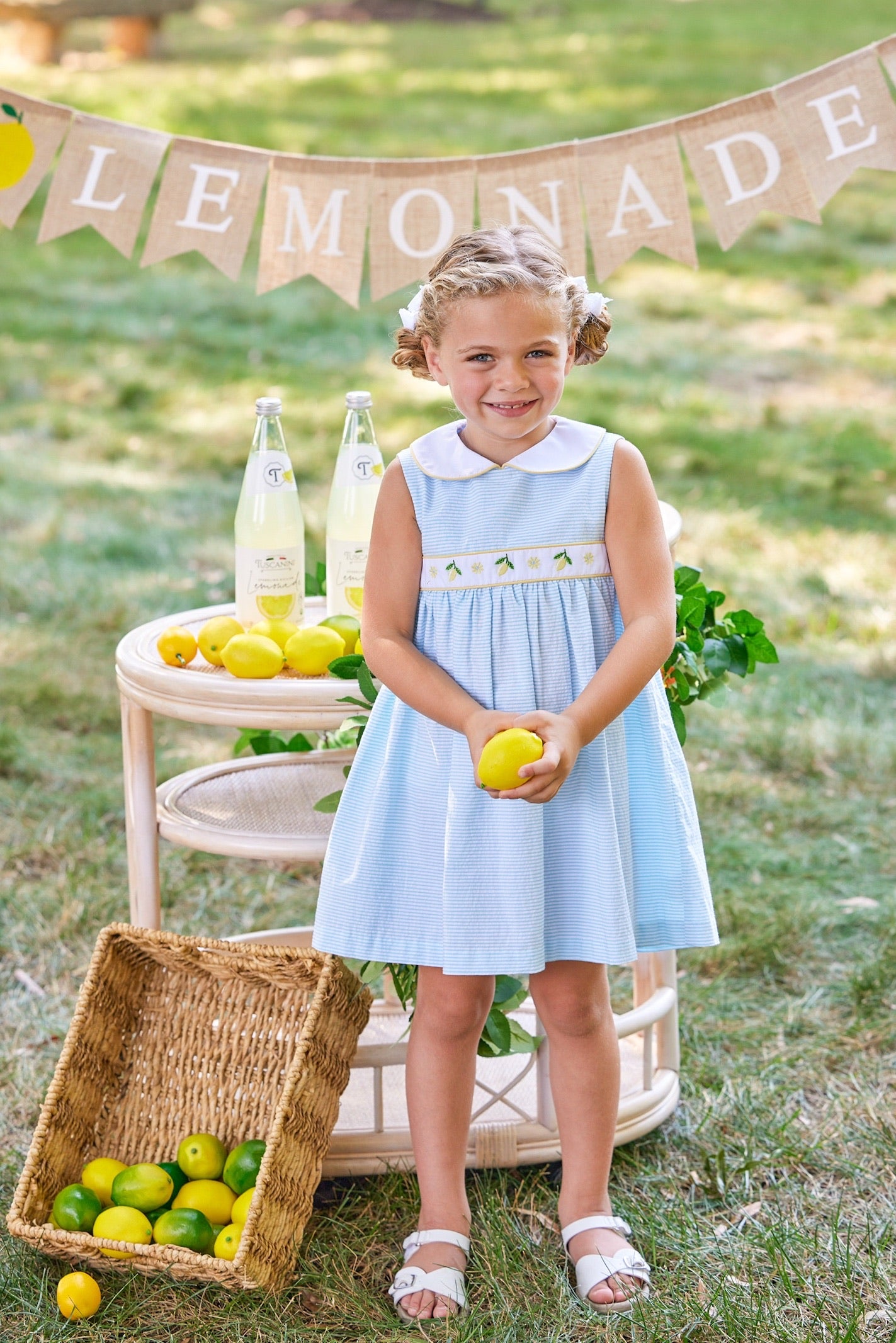 Little English Sleeveless Charlotte Dress- Lemons