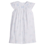 Little English Smocked Bishop Dress- Blue Bow Bouquet