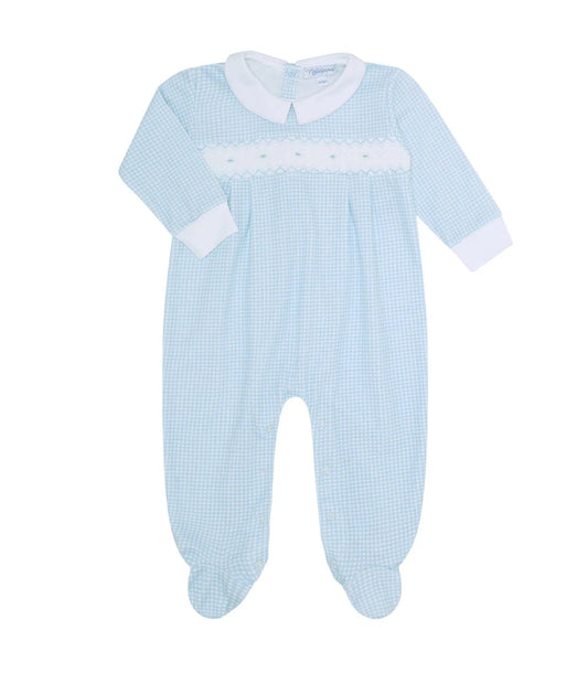 Nellapima Blue Gingham Smocked Footie