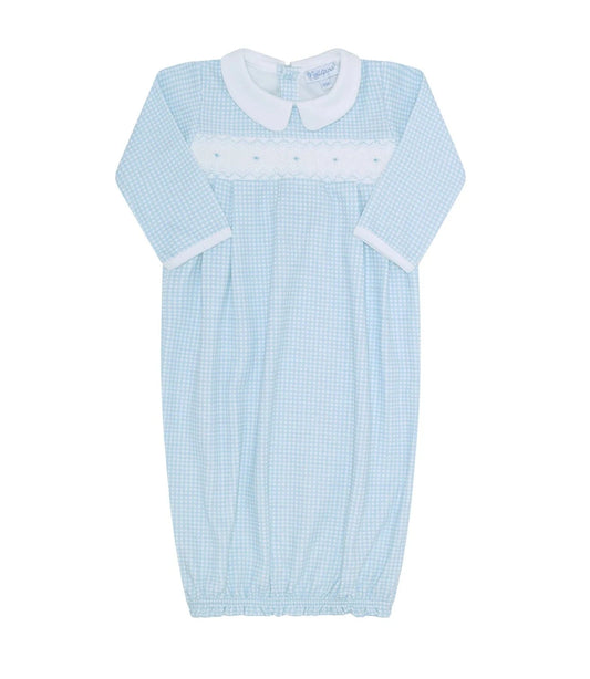 Nellapima Blue Gingham Smocked Gown