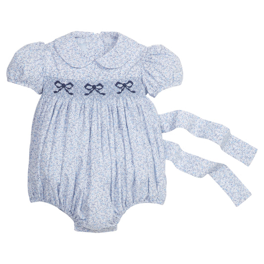 Little English Smocked Peter Pan Bubble- Blue Vinings