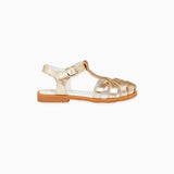 La Coqueta Gold Sofia Leather Girl Sandals