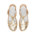 La Coqueta Gold Sofia Leather Girl Sandals