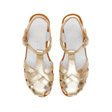 La Coqueta Gold Sofia Leather Girl Sandals