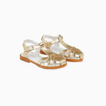 La Coqueta Gold Sofia Leather Girl Sandals