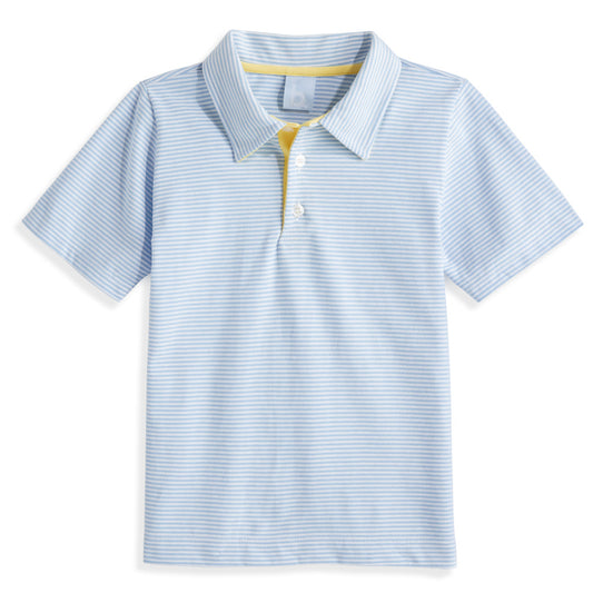 Bella Bliss Striped Jersey Ward Polo - Blue Candy Stripe And Yellow