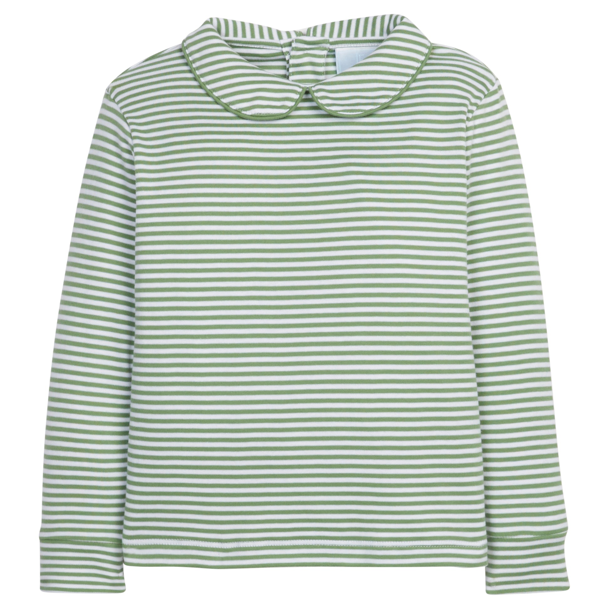 Little English Striped Peter Pan Shirt - Watercress