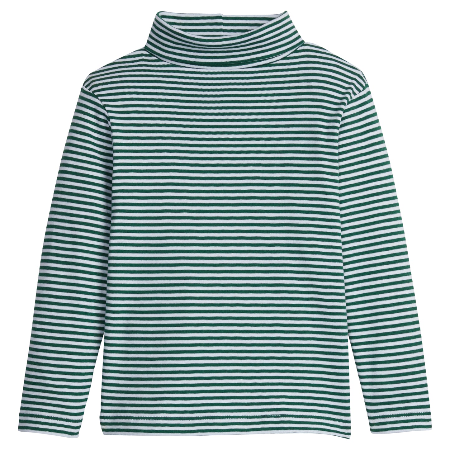 Little English Striped Turtleneck - Hunter Green