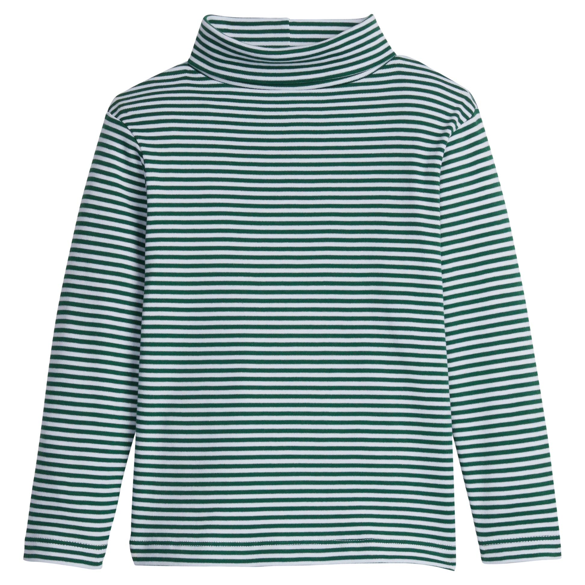 Little English Striped Turtleneck - Hunter Green