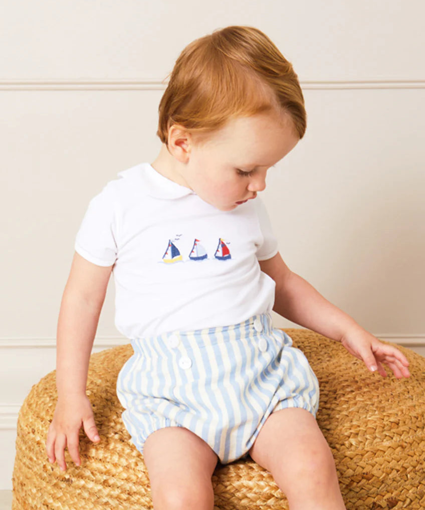 Classic Striped Bloomer in Sky Blue