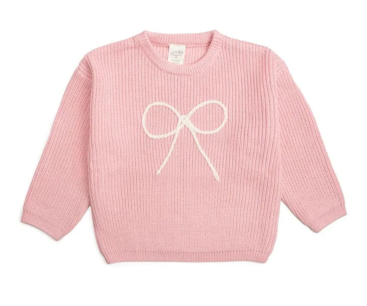 Sweet Wink Bow Yarn Knit Sweater