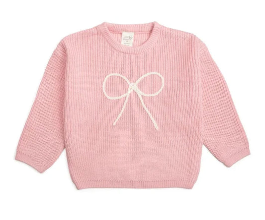 Sweet Wink Bow Yarn Knit Sweater