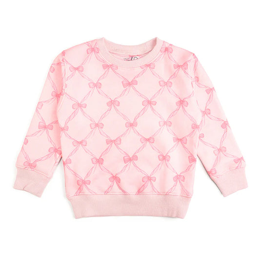 Sweet Wink Bow Trellis Sweatshirt- Ballet