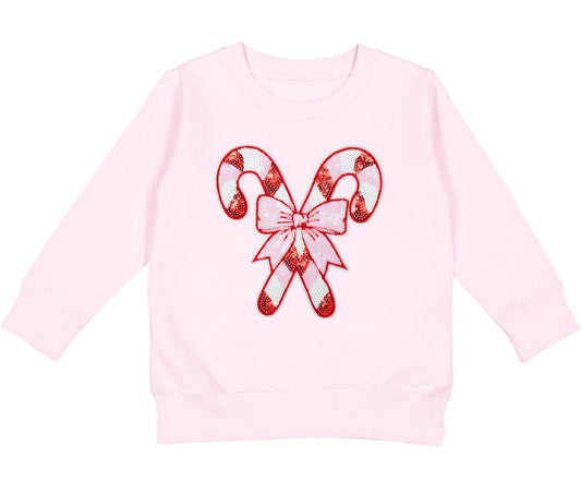 Sweet Wink Candy Cane Patch Sweatshirt- Ballet