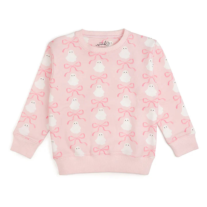 Coquette Ghost Halloween Sweatshirt- Pink