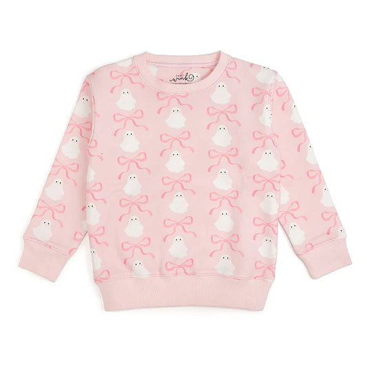 Coquette Ghost Halloween Sweatshirt- Pink