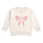 Sweet Wink Pearl Bow Patch Sweatshirt- Natural