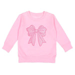 Sweet Wink Pink Bow Sequin Patch Sweatshirt- Pink