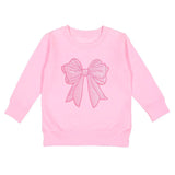 Sweet Wink Pink Bow Sequin Patch Sweatshirt- Pink