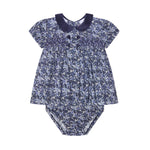 La Coqueta Navy Floral Arcadia Baby Girl Hand Smocked Set