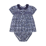La Coqueta Navy Floral Arcadia Baby Girl Hand Smocked Set