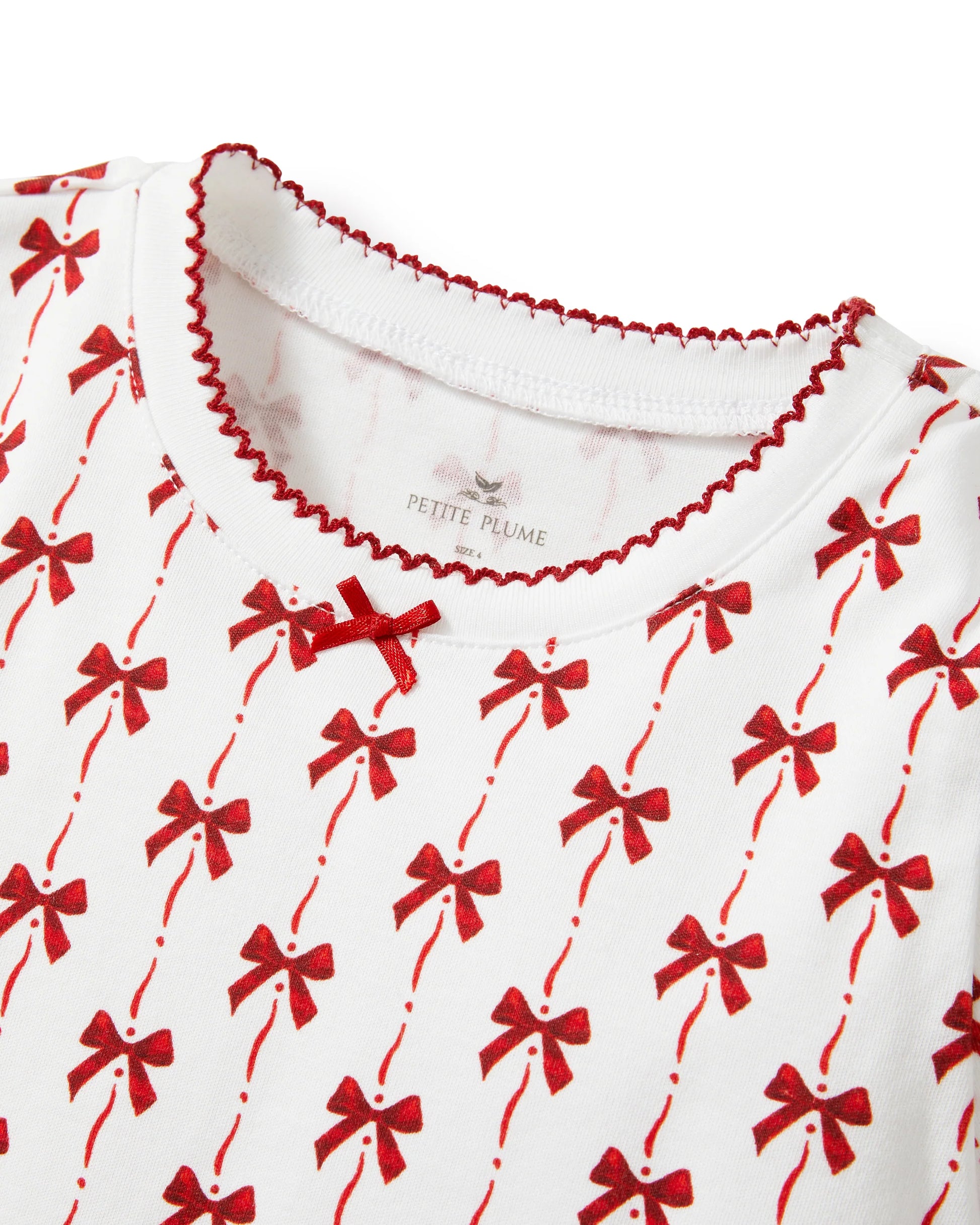 Petite Plume Blissful Red Bows Snug Fit Kids Pajamas