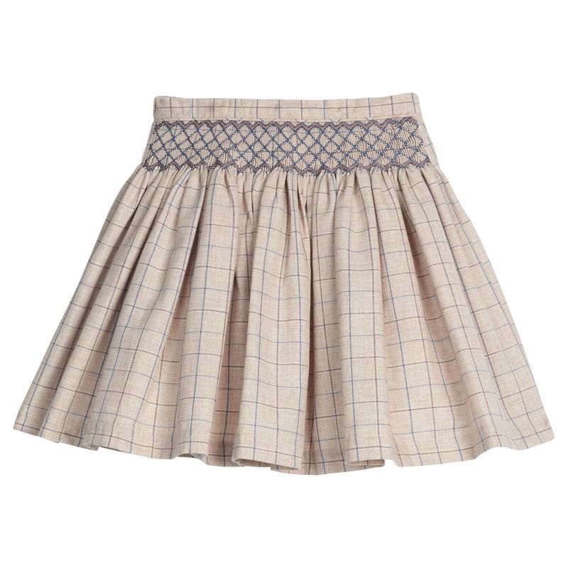 Little English Smocked Molly Skirt- Durham Windowpane