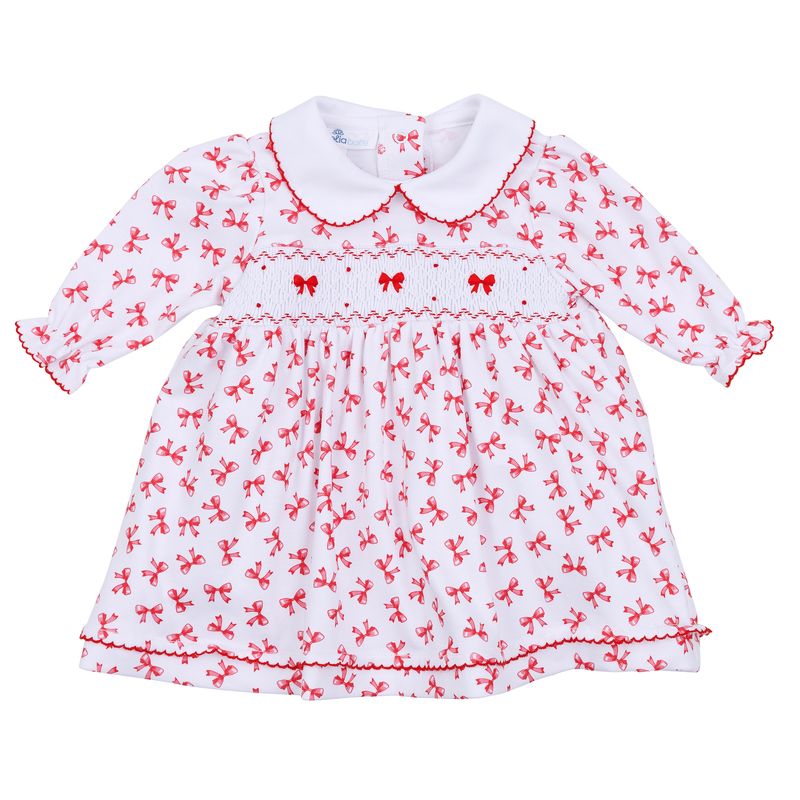 Magnolia Baby Scarlett Bows Smocked Collared Dress Set