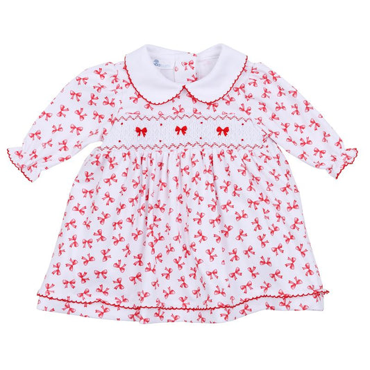 Magnolia Baby Scarlett Bows Smocked Collared Dress Set