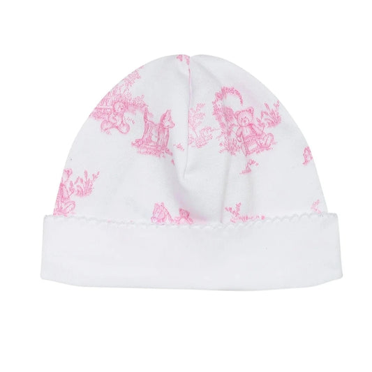 Nellapima Teddy Bear Toile Print Baby Hat - Pink