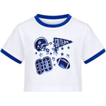 Azarhia Sequin Football Elements Boxy Tee- Royal