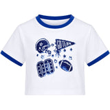 Azarhia Sequin Football Elements Boxy Tee- Royal